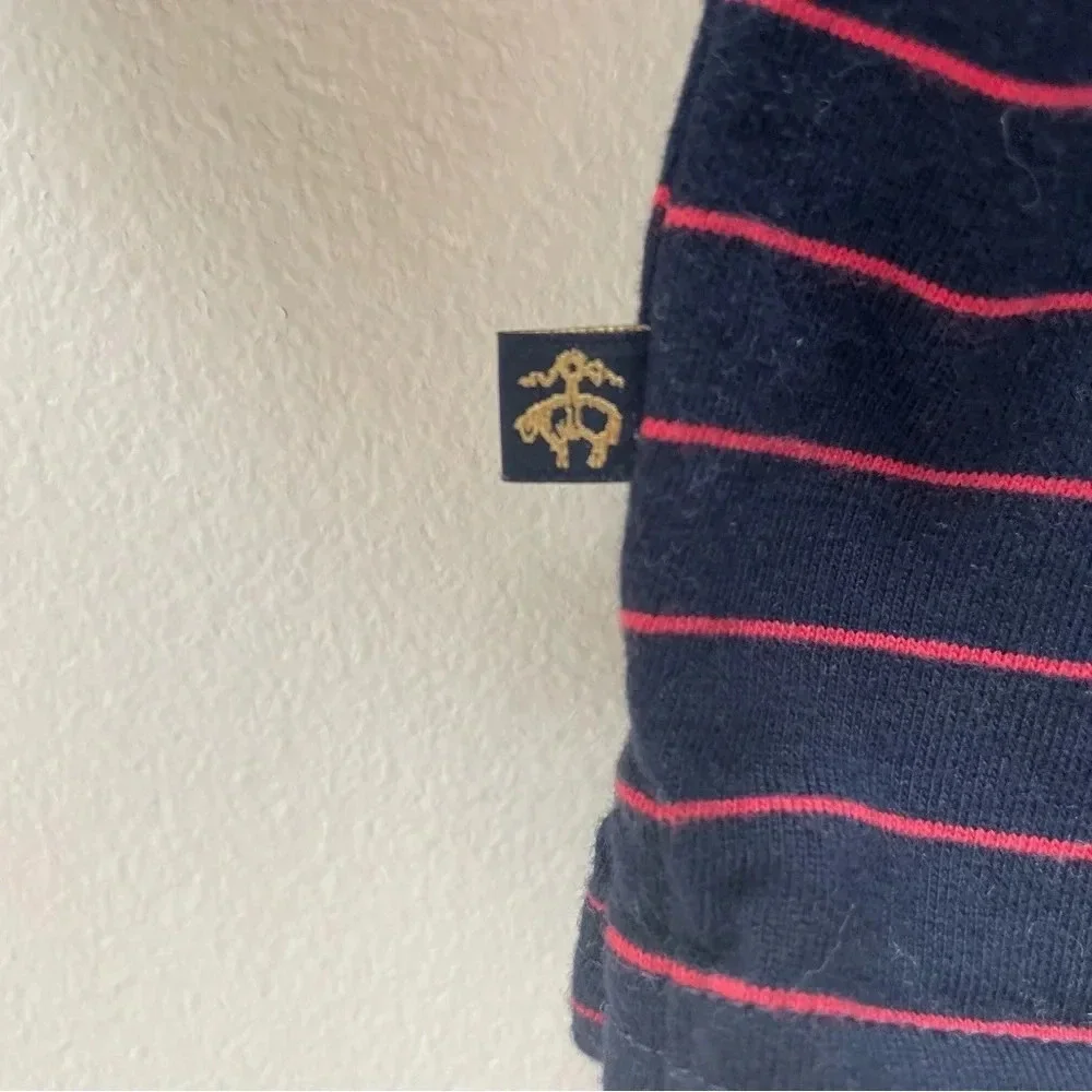 Brooks Brothers Kid’s Striped Long Sleeve Navy & Red Polo 100% Cotton Size M